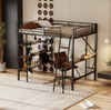Hochbett 90x200 cm mit Schreibtisch und 3 Ablagen – Metallbett in Schwarz Bild 2