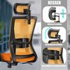 KESSER® Bürostuhl mit verstellbaren Armlehnen | Drehstuhl mit Lendenwirbelstütze Rückenschonend | Schreibtischstuhl ergonomisch mit Kopfstütze | Office Chair Wippfunktion bis 125° mit 5x Gummirollen Orange / Schwarz Bild 4