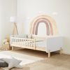 Kinderbett 90x200 cm mit Matratze Rausfallschutz Weiß Bettgestell Holzbett Einzelbett Gitterbett Massiv Holzbettrahmen Lattenrost Bild 2