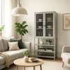 osoltus Vitrine Schrank Riffelglas Stahl Warm Grey Industrial 60 x 35 x 146 cm Bild 2