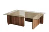Vente-unique - AZRA Couchtisch Holz, PlatteGlas TransparentBraun - B 65 cm x H 30 cm x L 105 cm Bild 2