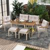 Celya Gartenlounge-Set Esstisch- und Stuhlset aus Akazienholz, Gartenmöbel, (abnehmbarer und waschbarer Stoffbezug, abnehmbarem Esswagen), 6-7-Sitzer-Garten-Esstisch- und Stuhlset mit Sesseln Bild 4