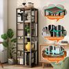 GarveeMore Bücherregal drehbar mit 4 Ebenen,360°-Display,40x40x137.5cm, freistehendes Standregal für Wohnzimmer,Schlafzimmer,Arbeitszimmer Bild 4