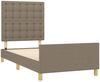 Einzelbett mit Kopfteil Stoff Taupe 90x190 cm Bild 4