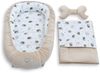 LOOLAY Babynest, Nestchen für Neugeborene – Baby Nestchen 91 × 63 cm mit Decke, Tragbares Nest aus Samtvelours & Baumwolle – Wendbares, Ganzjährig Nutzbares babynestchen (Igel Braun) Bild 3