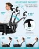 Bürostuhl Ergonomisch, Computerstuhl, Drehstuhl mit Mesh, Netzstuhl, Verstellbarer Lordosenstütze und Kopfstütze, Herausnehmbarem Lendenkissen, Höhenverstellbar, Bis 150 kg, Schwarz Bild 3