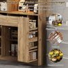 MODFU Hochschrank Küchenschrank mit LED-Beleuchtung (mit 4-stöckigem vertikalem Auszieh-Gewürzregal, verstellbaren Einlegeböden,mit Fernbedienung und Steckdose, 1-St, 185 × 105 × 40 cm) Bild 3