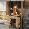MODFU Hochschrank Küchenschrank mit LED-Beleuchtung (mit 4-stöckigem vertikalem Auszieh-Gewürzregal, verstellbaren Einlegeböden,mit Fernbedienung und Steckdose, 1-St, 185 × 105 × 40 cm) Bild 2