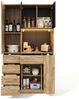 MODFU Hochschrank Küchenschrank mit LED-Beleuchtung (mit 4-stöckigem vertikalem Auszieh-Gewürzregal, verstellbaren Einlegeböden,mit Fernbedienung und Steckdose, 1-St, 185 × 105 × 40 cm) Bild 4