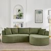 Flieks Sofa set, 2-Sitzer + Linke Chaiselongue, mit Getränkehalter & Kissen, Bogenförmiges Design, Cordstoff, Grün Bild 3