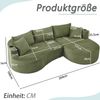 Flieks Sofa set, 2-Sitzer + Linke Chaiselongue, mit Getränkehalter & Kissen, Bogenförmiges Design, Cordstoff, Grün Bild 4