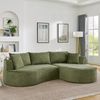 Flieks Sofa set, 2-Sitzer + Linke Chaiselongue, mit Getränkehalter & Kissen, Bogenförmiges Design, Cordstoff, Grün Bild 2
