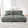 Flieks 2-Sitzer Ecksofa, Modular Cloud Doppelsofa Schlafsofa aus Chenille mit 2 Lenden- & 2 Dekokissen, breiten Armlehnen & 2 Ottoman, Grau Bild 2