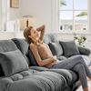 Flieks 2-Sitzer Ecksofa, Modular Cloud Doppelsofa Schlafsofa aus Chenille mit 2 Lenden- & 2 Dekokissen, breiten Armlehnen & 2 Ottoman, Grau Bild 5