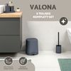 eluno Bad-Set VALONA 5tlg. mit Seifenspender, Becher, Schale, Kosmetikeimer 4,5 Liter und WC-Garnitur aus Kunststoff in Grau Bild 2
