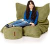Green Bean® Sitzsack + Pouf im Set - XXL Riesensitzsack mit passendem Sitzhocker | Bean Bag mit EPS Füllung - Grün Bild 2
