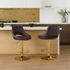 CLP 2er Set Barhocker Milet Kunstleder höhenverstellbar drehbar mit Rückenlehnen,braun Metall gold Bild 3