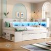 Polsterbett 140×200 cm aus Holz mit LED-Beleuchtung und USB-C-Ladefunktion, weiß Bild 2
