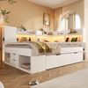 Polsterbett 140×200 cm aus Holz mit LED-Beleuchtung und USB-C-Ladefunktion, weiß Bild 3
