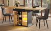 Ausziehbarer Esstisch B 110–140 x T 80 x H 76 cm mit Stauraum, LED-App-Steuerung, MDF & Sicherheitsglas,Natürlich und Schwarz Bild 1