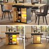 Ausziehbarer Esstisch B 110–140 x T 80 x H 76 cm mit Stauraum, LED-App-Steuerung, MDF & Sicherheitsglas,Natürlich und Schwarz Bild 2
