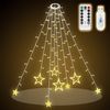 SALCAR 2m Christbaumbeleuchtung mit Ring, Sterne Lichterkette Weihnachtsbaum mit Fernbedienung und 9 Modi, LED Tannenbaum Überwurflichterkette, Warmweiß Bild 5