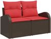 vidaXL Gartensofa-set mit Kissen mit Speicher 7 pcs Braun und Rot 3357317 Bild 4