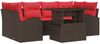 vidaXL Gartensofa-set mit Kissen mit Speicher 7 pcs Braun und Rot 3357317 Bild 2