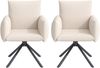 Esszimmerstühle 2er-Set, Leinen mit 360°-Drehfunktion & Armlehnen, Beige Bild 4