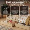 Bellabino 'Bia' Hausbett 140x200 cm mit Matratze und 2 Schubladen, natur, Kiefer Massivholz, Montessori Kinderbett mit Stauraum, inkl. Rausfallschutz und Lattenrost Bild 3