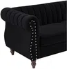 Vente-unique - TRUMBO Sofa SamtStoff Schwarz - B 78 cm x H 77 cm x L 195 cm Bild 4