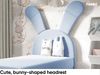 MEBLINI Kinderbett mit Bettkasten KANINCHEN 100x200 Links – H3/Blau Samt Gepolstert Einzelbett mit Matratze - Polsterbett mit Stauraum - Bett mit Kopfteil – Stauraumbett Bild 4