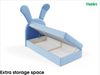 MEBLINI Kinderbett mit Bettkasten KANINCHEN 100x200 Links – H3/Blau Samt Gepolstert Einzelbett mit Matratze - Polsterbett mit Stauraum - Bett mit Kopfteil – Stauraumbett Bild 2