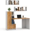 Schreibtisch-Set Tomy Weiß/Goldkraft Eiche 150x59 cm 3er Set da 2 Regale+Schreibtisch Vicco Bild 5