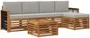 vidaXL Outdoor-Sofagarnitur mit Kissen 6 pcs Natürlich und Hellgrau 3384262 Bild 2