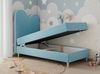 Kinderbett FLOW, Boxspringbett für Kinder, mit hohem Kopfteil, Einzelbett mit Matratze - 90x180 - Blau Velours - Topper T25 Bild 2