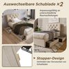 Einzelbett 90x200 cm mit Matratze, 2 Schubladen und höhenverstellbarem Kopfteil – Polsterbett in Natur Bild 4