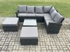 Fimous 8 Sitzer Gartenmöbel-Set aus Rattan Hoher Rücken Rattan Ecksofa Set mit 2 Großer Hockern Quadratischer Couchtisch Bild 2