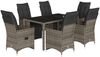 vidaXL 7-tlg. Garten-Bistro-Set mit Kissen Grau Poly Rattan 3276896 Bild 2