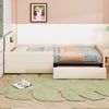 Polsterbett Kinderbett 90*200 cm, Mit Nachtlicht und USB-Ladeanschluss, Mit Ablagefächern, Erhöhte Seitenteile zur Sicherheit, Einfaches Einzelbett, Jungen- und Mädchenbett, Kunstlederstoff, Beige Bild 5