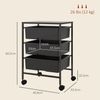 HOMCOM Servierwagen mit Rädern, 3-Lagerkörben und Stahlrahmen, (Rollwagen, 1 St, Aufbewahrungswagen), für Küche, Wohnzimmer, 40,8 x 33,5 x 60,5 cm, Schwarz Bild 3
