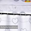 ANRO Duschvorhang FASTY Herzen Anti-Schimmel Polyester Badezimmervorhang Bad-Stoff Breite 240 cm (Packung, 1-tlg, Duschvorhang inkl. Aufhängeringe), robuster Vorhang Stangenaufhängung 240x200 cm Minimal Romance Schwarz Bild 3