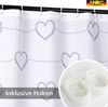ANRO Duschvorhang FASTY Herzen Anti-Schimmel Polyester Badezimmervorhang Bad-Stoff Breite 240 cm (Packung, 1-tlg, Duschvorhang inkl. Aufhängeringe), robuster Vorhang Stangenaufhängung 240x200 cm Minimal Romance Schwarz Bild 2