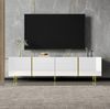 Moderner Hochglanz-TV-Schrank in Weiß mit 4 Türen und goldenen Akzenten, 170 x 35 x 46 cm Bild 5