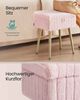 SONGMICS Schminktisch-Stuhl, Hocker mit Stauraum, Schminkhocker, Fußhocker, Metallbeine, gepolstert, verstellbare Füße, Wohnzimmer, Schlafzimmer, Ankleidezimmer, pastellrosa Bild 3