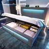 Merax Doppelbett, 140x200 cm mit Stauraum, hydraulisches Bett, LED-Beleuchtung mit App-Steuerung, USB- & Type-C-Ladeanschlüsse, Samt, Grau Bild 3