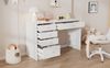 Merax Schreibtisch, schlichter Kinderschreibtisch, zeitloser Computertisch/Dressingtable, mit 5 Aufbewahrungsschubläden, rosa Keramikgriffen, für jedes Alter geeignet, weiß Bild 5