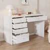 Merax Schreibtisch, schlichter Kinderschreibtisch, zeitloser Computertisch/Dressingtable, mit 5 Aufbewahrungsschubläden, rosa Keramikgriffen, für jedes Alter geeignet, weiß Bild 2
