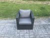 Fimous 9 Sitzer Outdoor Gartenmöbel Set Terrassen Sessel Rattan Rechteckiger Esstisch mit Beistelltisch 2 Kleiner Hocker Dunkelgrau gemischt Bild 5