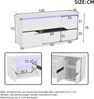 Merax 140cm Sideboards Mit 3 Türen, vielseitig einsetzbar Kommode mit verstellbaren Trennwänden, breite grifflose Schließfächer, Hochglanz Sofa Beistellschrank mit LED, Weiß+Schwarz Bild 4